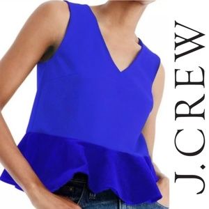 J Crew Royal Blue Velvet Peplum Top